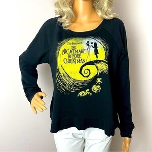Disney Tim Burton’s Nightmare Before Christmas Sweatshirt Ruffle Hem Black/Yello